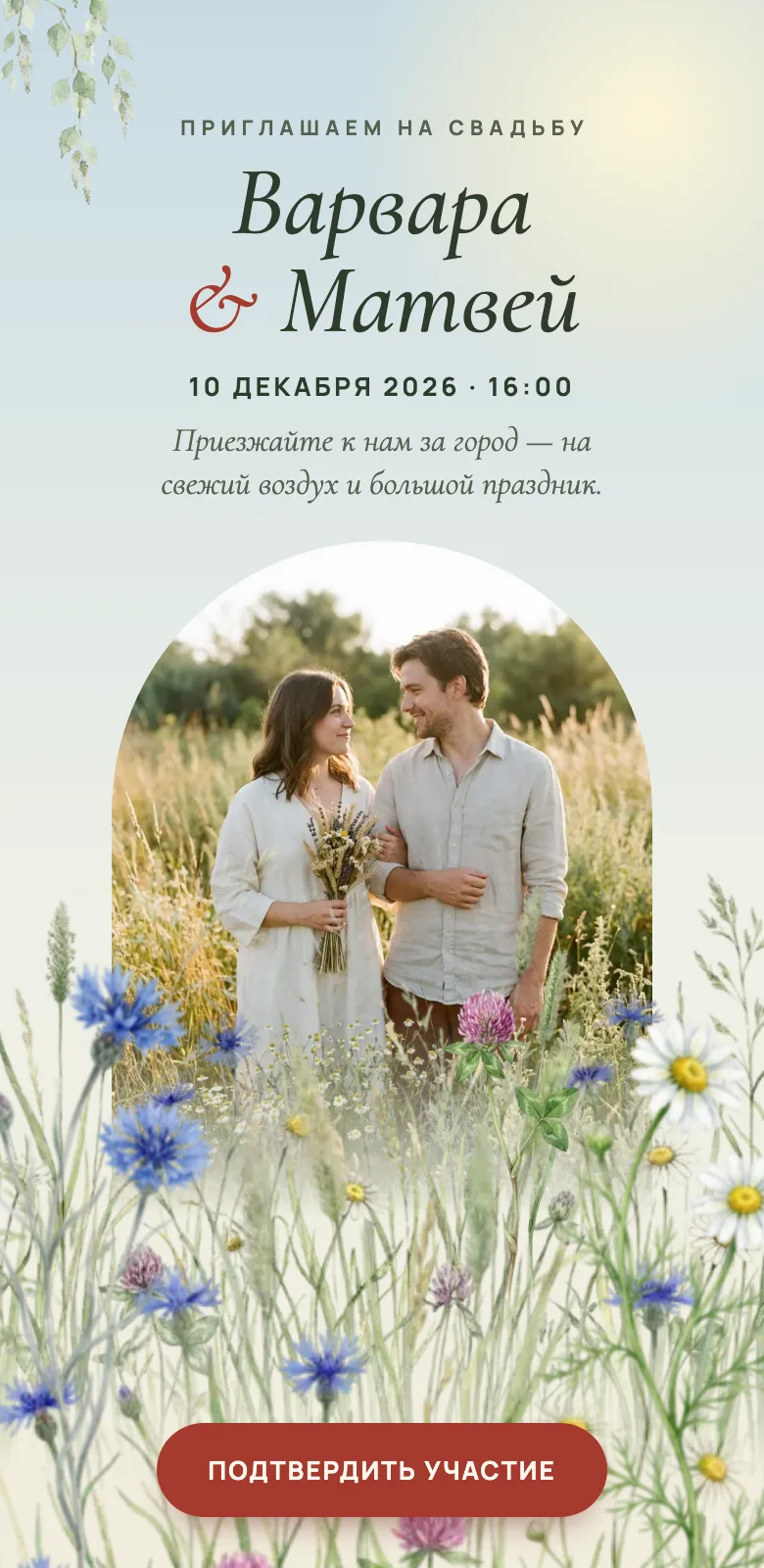 Луг — первый экран шаблона